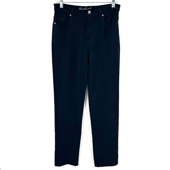 GLORIA VANDERBILT Black Amanda Straight Leg Stretch Bling Pocket Slimming Pant 6 - Picture 1 of 8